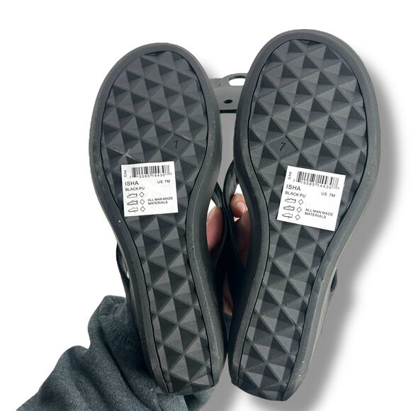 NEW Aerosoles Isha Wedge Sandals Size 7 Black Thong Platform Flip Flops - Picture 5 of 10